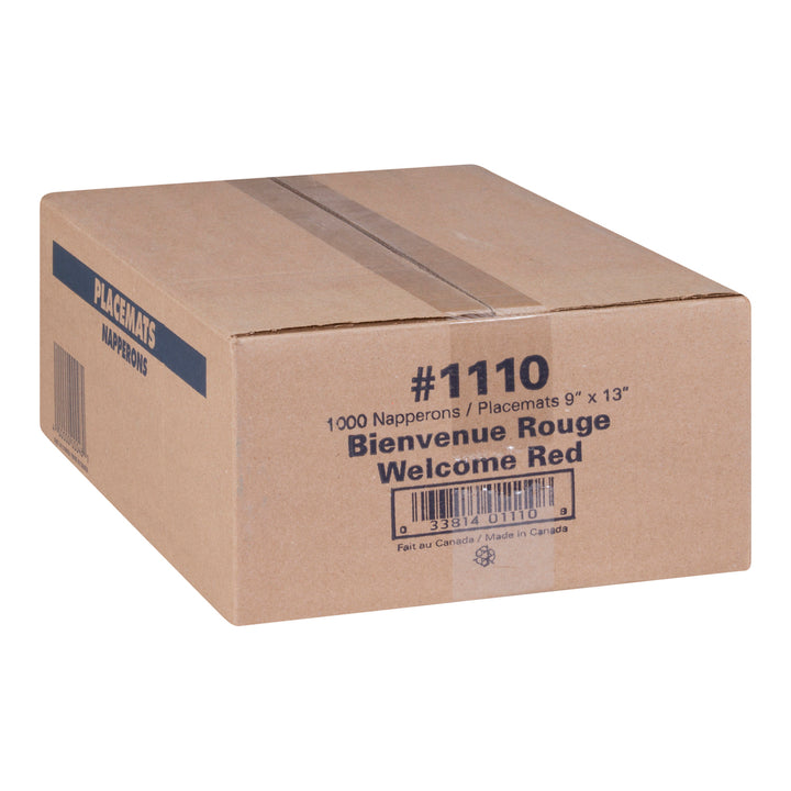 Tapis de table Bienvenue, impression rouge - 1 x 1000 unités - Sanfacon Indust - Emballage et accessoires - Fournitures et équipement pour restaurants - Distribution canadienne