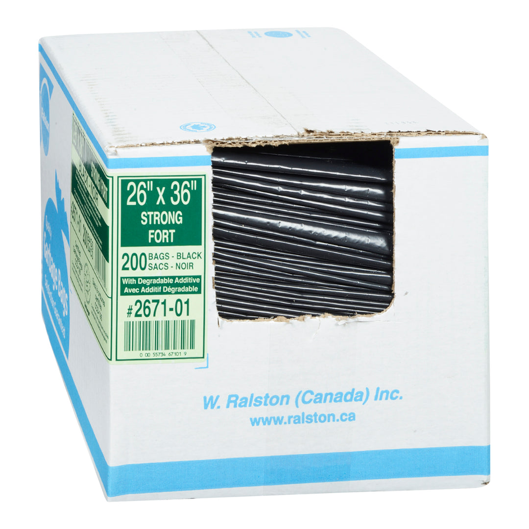 Sacs poubelles noirs robustes 26 x 36 - 1 x 200 unités - Ralston - Emballage et accessoires - Fournitures et équipement pour restaurants - Distribution canadienne