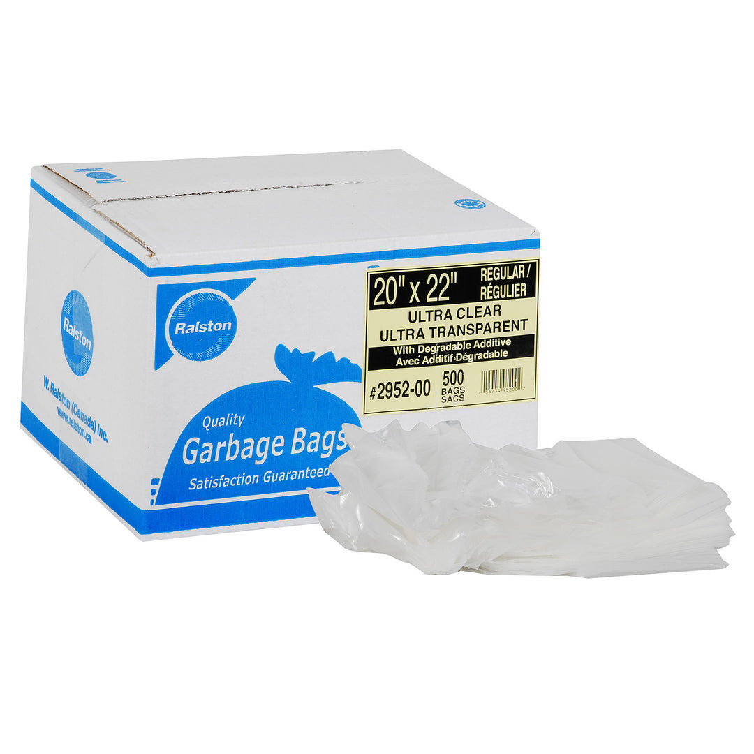 Sacs poubelles transparents standard 20 x 22 po - 1 x 500 unités - W Ralston - Emballage et accessoires - Fournitures et équipement pour restaurants - Distribution canadienne