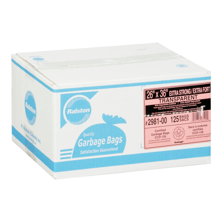 Sac poubelle extra résistant transparent 26 x 36 - 125 x 26 x 36 - W Ralston - Emballage et accessoires - Fournitures et équipement pour restaurants - Distribution canadienne