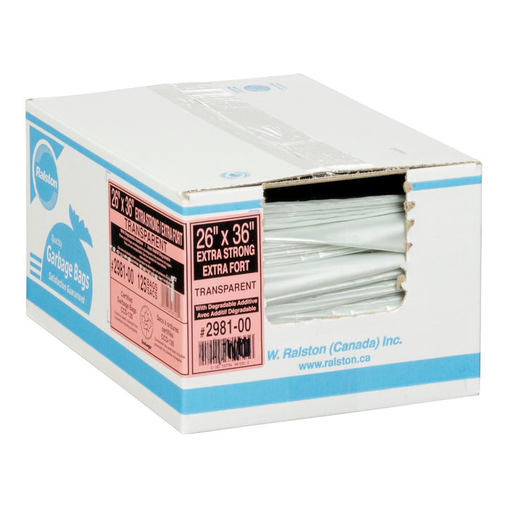 Sac poubelle extra résistant transparent 26 x 36 - 125 x 26 x 36 - W Ralston - Emballage et accessoires - Fournitures et équipement pour restaurants - Distribution canadienne
