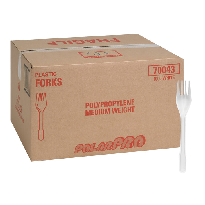 Fourchette en polypropylène blanche, poids moyen - 1 x 1000 unités - Polar - Emballage et accessoires - Fournitures et équipement pour restaurants - Distribution canadienne