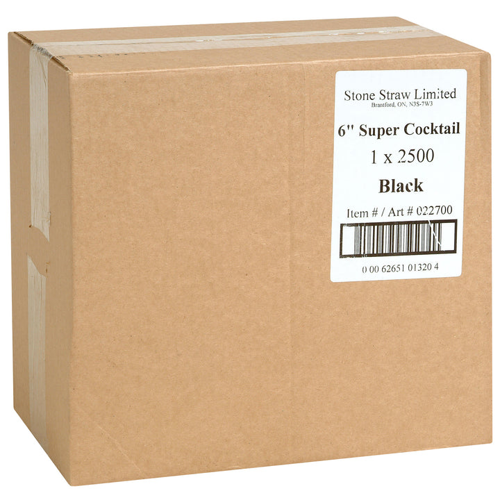 Straw Cocktail 6 in. Super Black - 1 x 2500 count - Stone Plastics - Packaging and Accessories - Restaurant Supplies and Equipment - Canadian Distribution