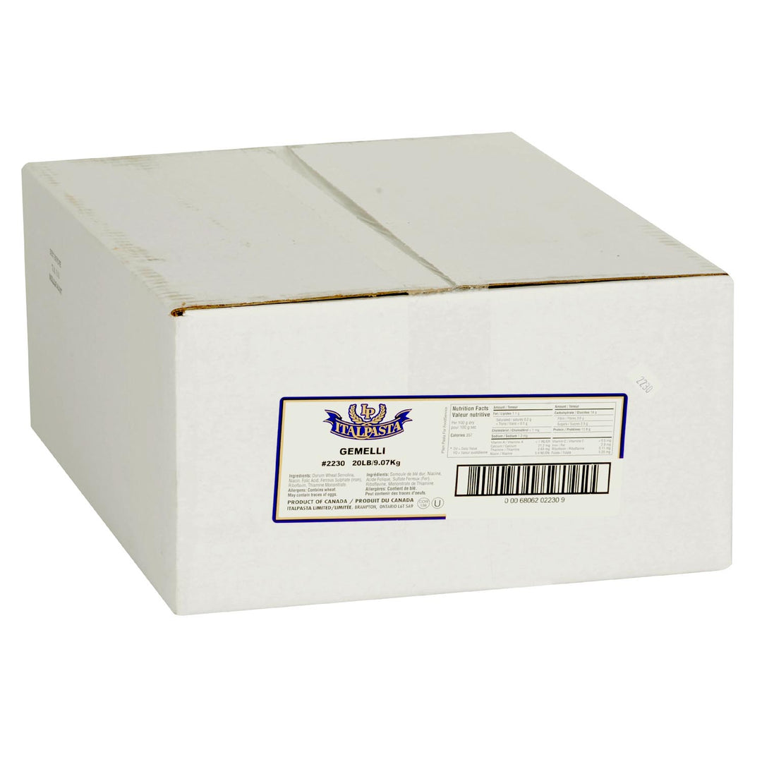 Pâtes Gemelli - 1 x 20 lbs - Italpasta Limit - Ingrédients pour restaurants et services de restauration - Distribution canadienne