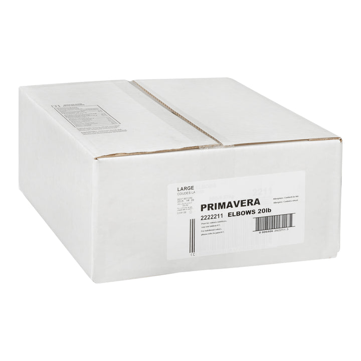Macaroni en forme de coude - 1 x 9,07 kg - Prima Vera - Ingrédients pour restaurants et services de restauration - Distribution canadienne