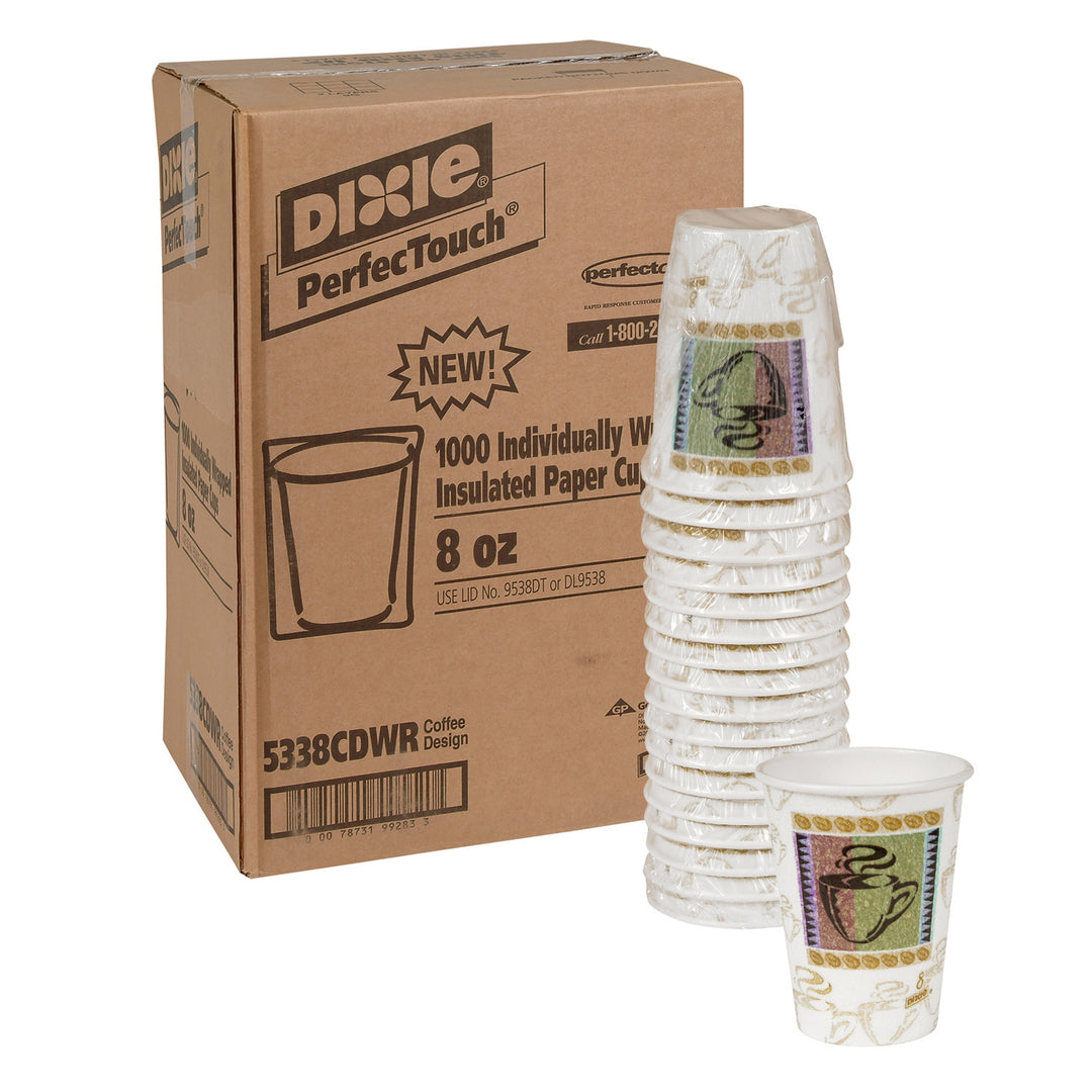 Coupe en papier chaude PerfecTouch 8 oz, emballée individuellement - 20 x 50 unités - Dixie - Emballage et accessoires - Fournitures et équipement pour restaurants - Distribution canadienne