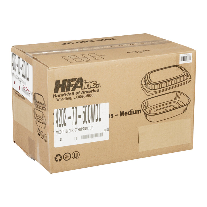 Boîte en aluminium argenté, taille moyenne, avec couvercle - 1 x 50 unités - Handi Foil Of A - Emballage et accessoires - Fournitures et équipement pour restaurants - Distribution canadienne