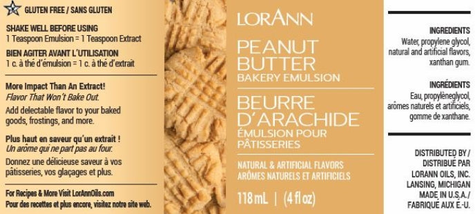 Peanut Butter Bakery Emulsion (Peanut Free) - 4 oz., 16 oz. 1 Gallon, 5 Gallons - Bakery Emulsions Canada