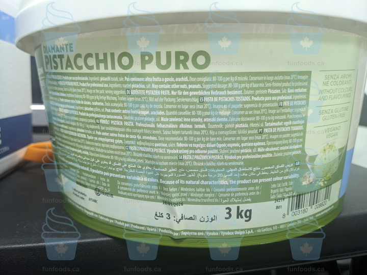 Diamante Pistachio Pure - Pâte de Pistache Pure 100% - Seau de 3 kg - Master Martini Canada - Distribution Canadienne