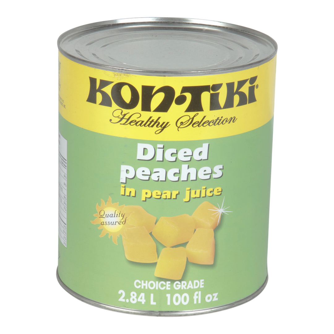 Pêches en dés au jus naturel - 6 x 2,84 L - Kontiki - Ingrédients pour restaurants et services alimentaires - Distribution canadienne