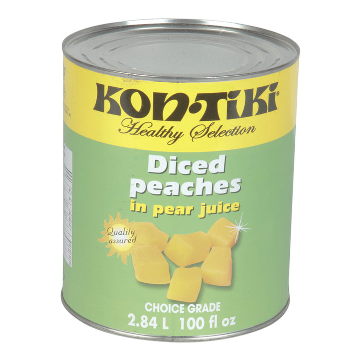 Pêches en dés au jus naturel - 6 x 2,84 L - Kontiki - Ingrédients pour restaurants et services alimentaires - Distribution canadienne