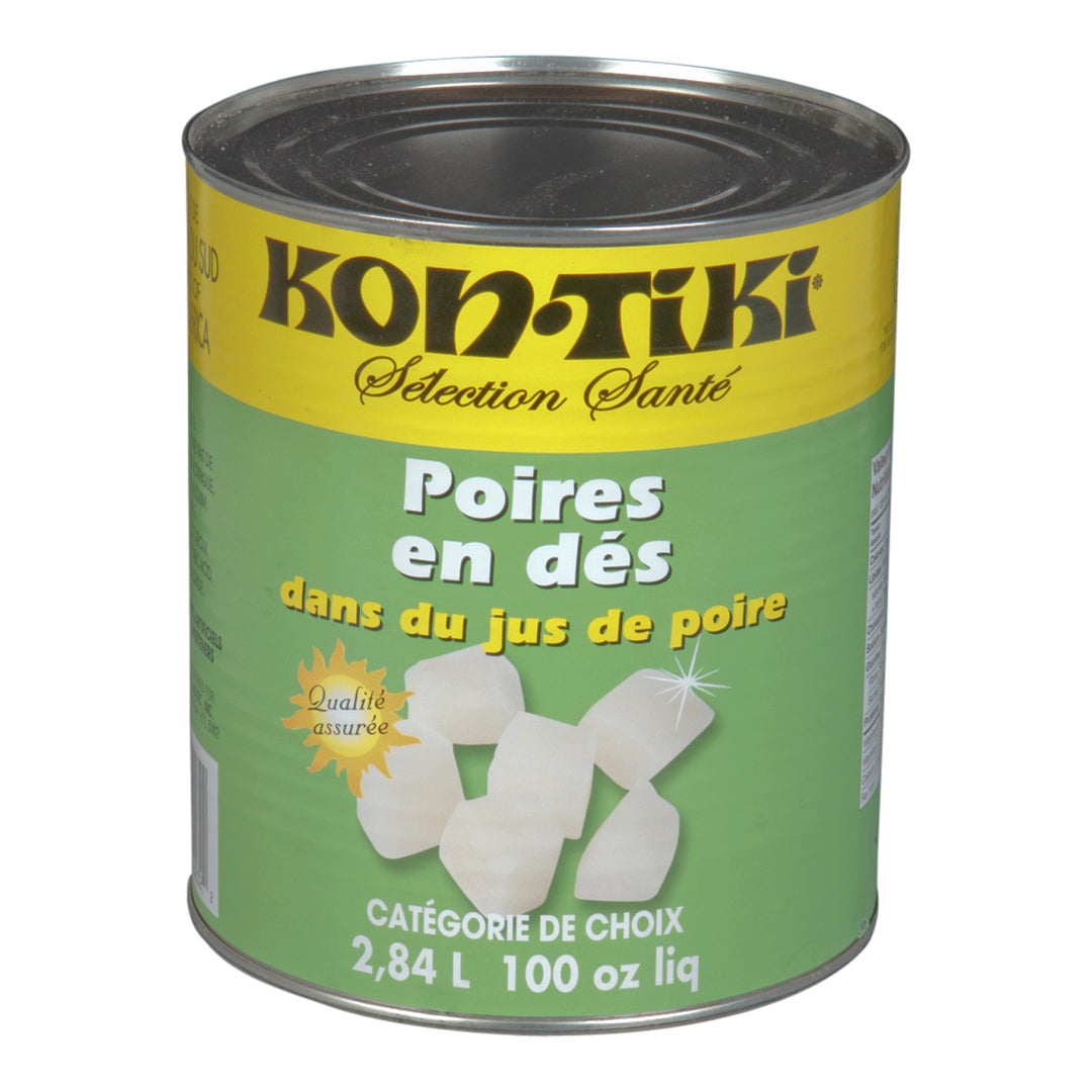 Poires en dés au jus naturel - 6 x 2,84 L - Kontiki - Ingrédients pour restaurants et services alimentaires - Distribution canadienne