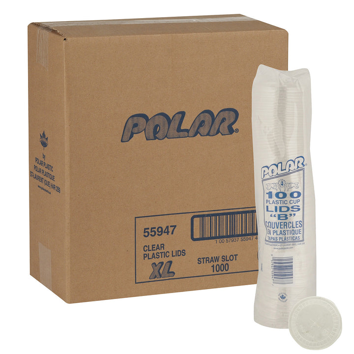 Couvercle en plastique avec fente pour paille, plat - 10 x 100 unités - Polar - Emballage et accessoires - Fournitures et équipement pour restaurants - Distribution canadienne