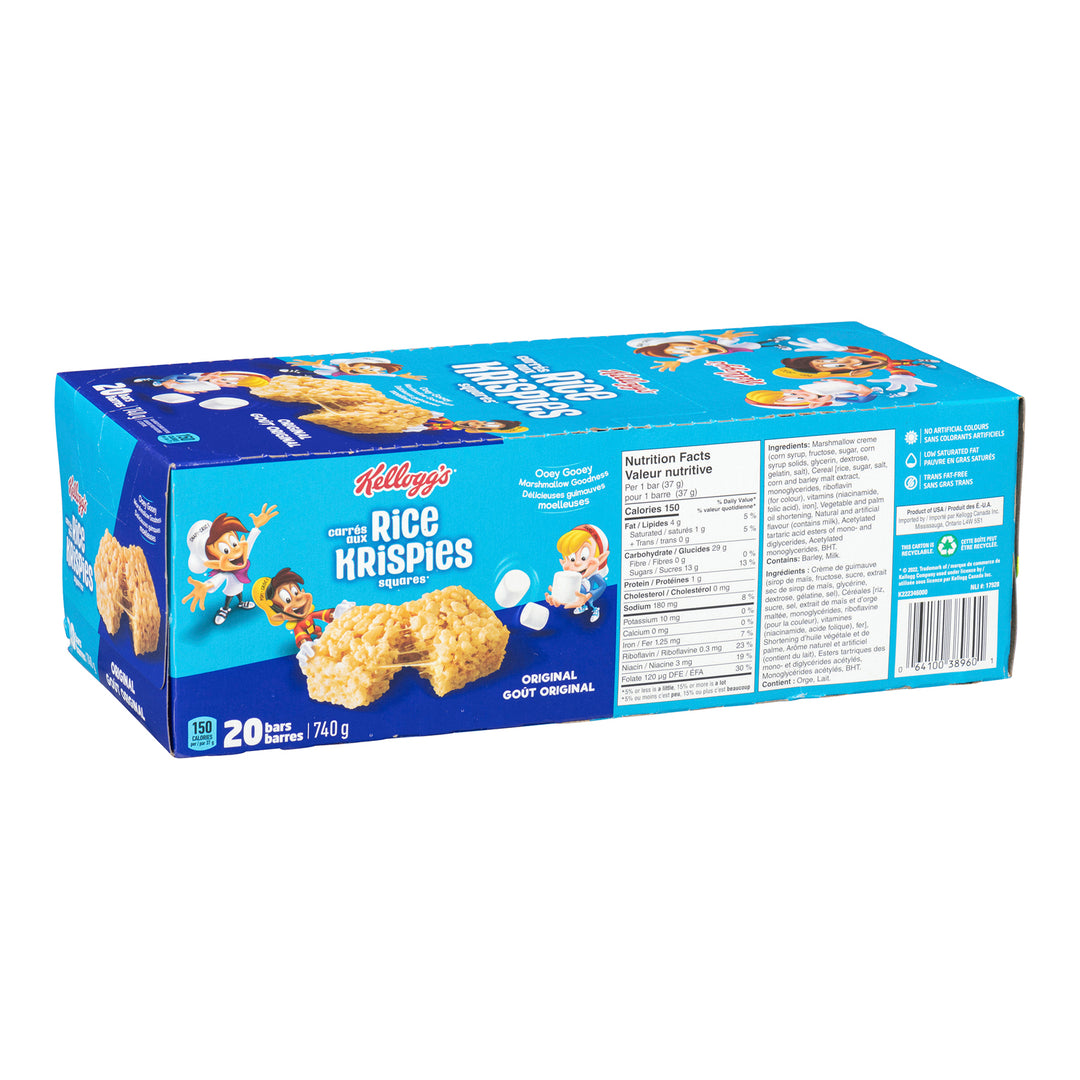 Barre croquante Rice Krispies 37 g. - 4 x 20 unités - Kellogg's - Ingrédients pour restaurants et services de restauration - Distribution canadienne