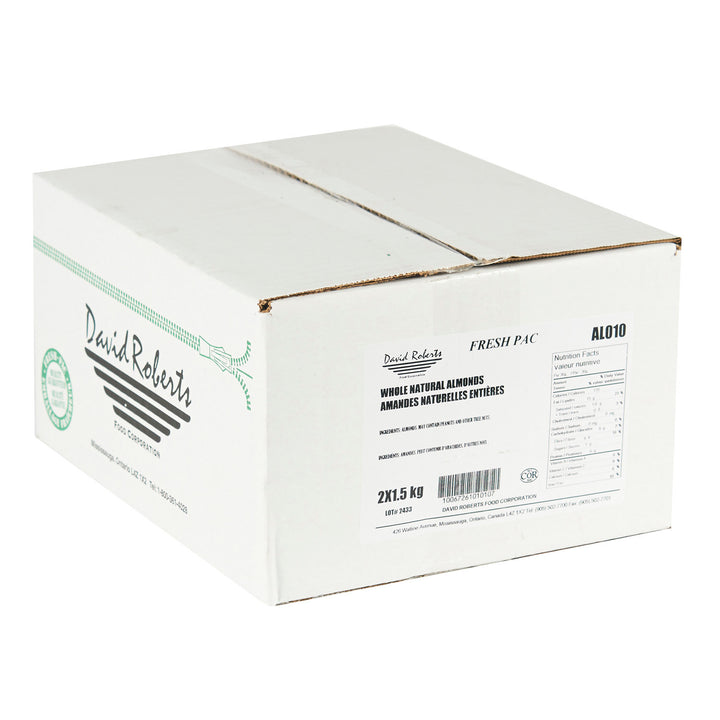 Amandes entières naturelles - 2 x 1,5 kg - David Roberts - Ingrédients pour restaurants et services de restauration - Distribution canadienne