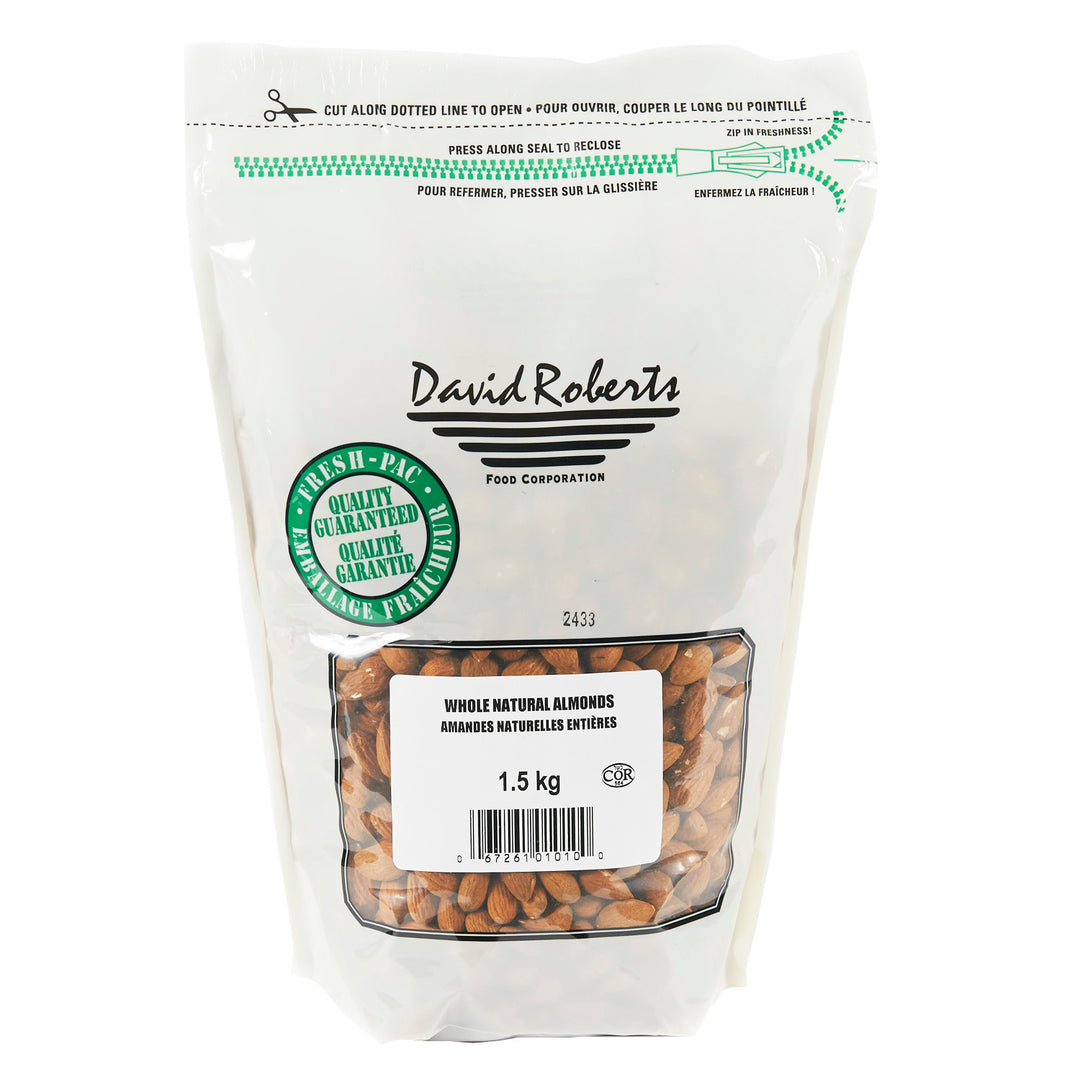 Amandes entières naturelles - 2 x 1,5 kg - David Roberts - Ingrédients pour restaurants et services de restauration - Distribution canadienne