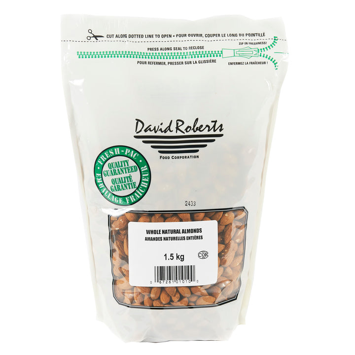 Amandes entières naturelles - 2 x 1,5 kg - David Roberts - Ingrédients pour restaurants et services de restauration - Distribution canadienne