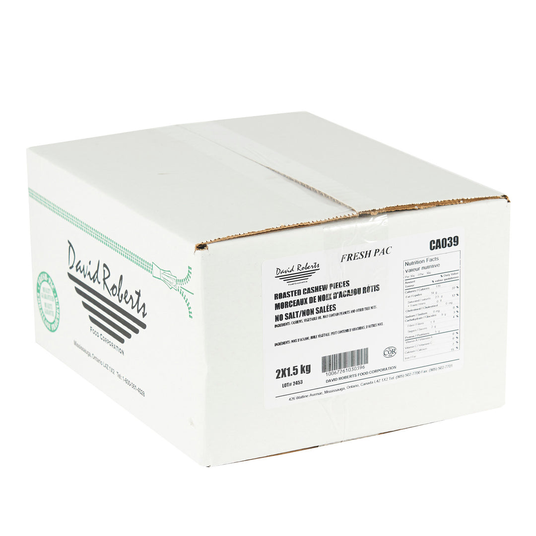 Noisettes de cajou rôties, sans sel - 2 x 1,5 kg - David Roberts - Ingrédients pour restaurants et services de restauration - Distribution canadienne