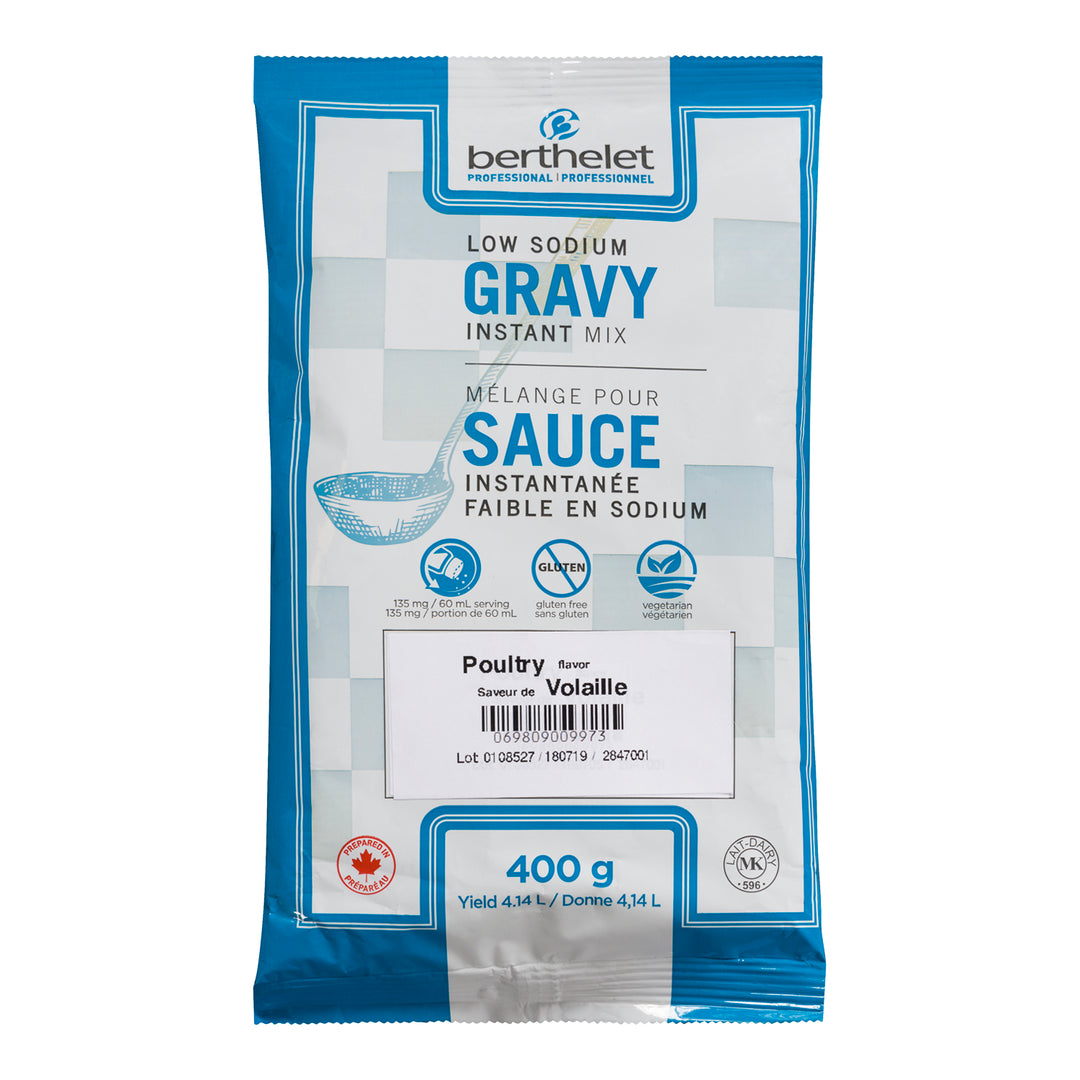 Mix Gravy Poultry Low-Sodium Instant - 6 x 400 g - Berthel Profess - Restaurant and Foodservice Ingredients - Canadian Distribution