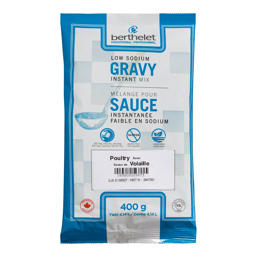 Mix Gravy Poultry Low-Sodium Instant - 6 x 400 g - Berthel Profess - Restaurant and Foodservice Ingredients - Canadian Distribution