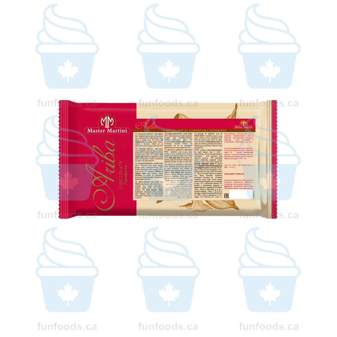 Ariba Dark Blocks 57% 36-38 MG Case of 4 x 2.5 KG Blocks Master Martini Canada Fun Foods Canada - Canadian Distributor