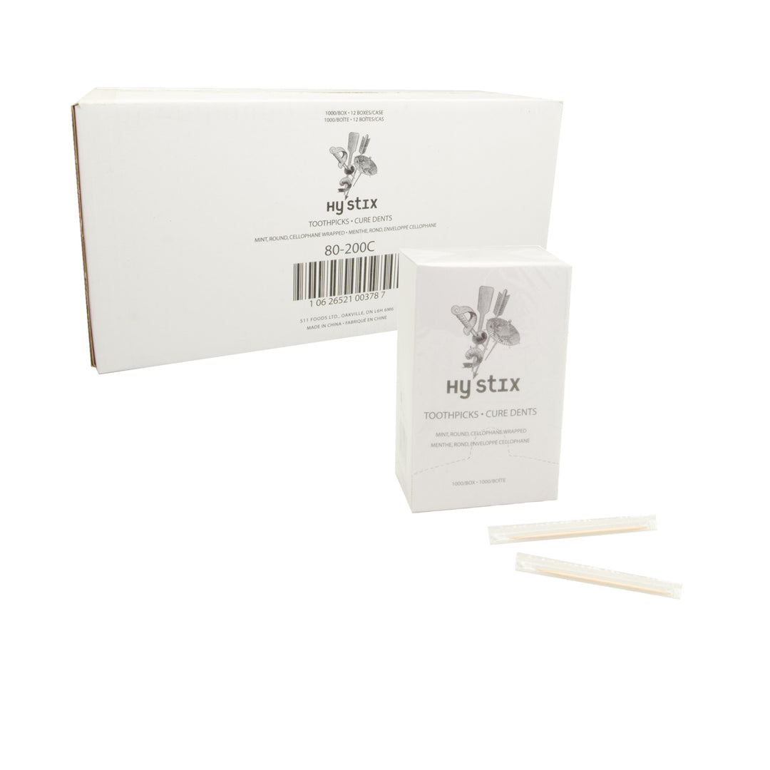 Toothpick Mint Wrapped Cellophane - (Case = 12 x 1000 count) - Hy Stix - Packaging and Accessories - Restaurant Supplies and Equipment - Canadian Distribution
