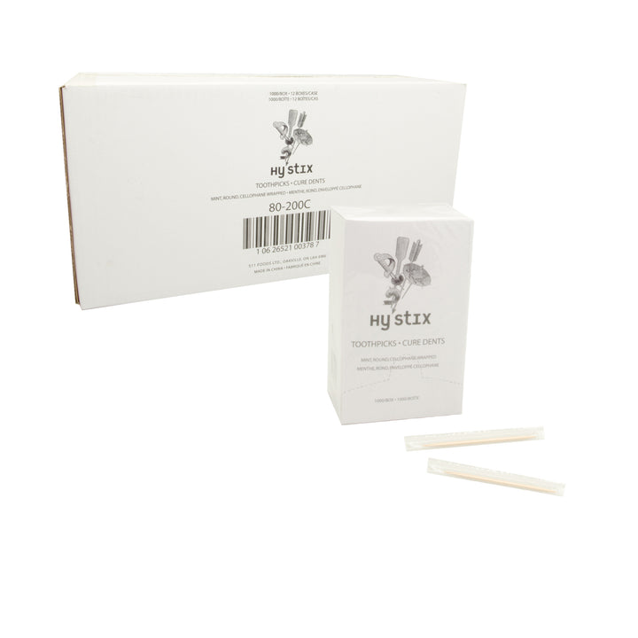 Toothpick Mint Wrapped Cellophane - (Case = 12 x 1000 count) - Hy Stix - Packaging and Accessories - Restaurant Supplies and Equipment - Canadian Distribution