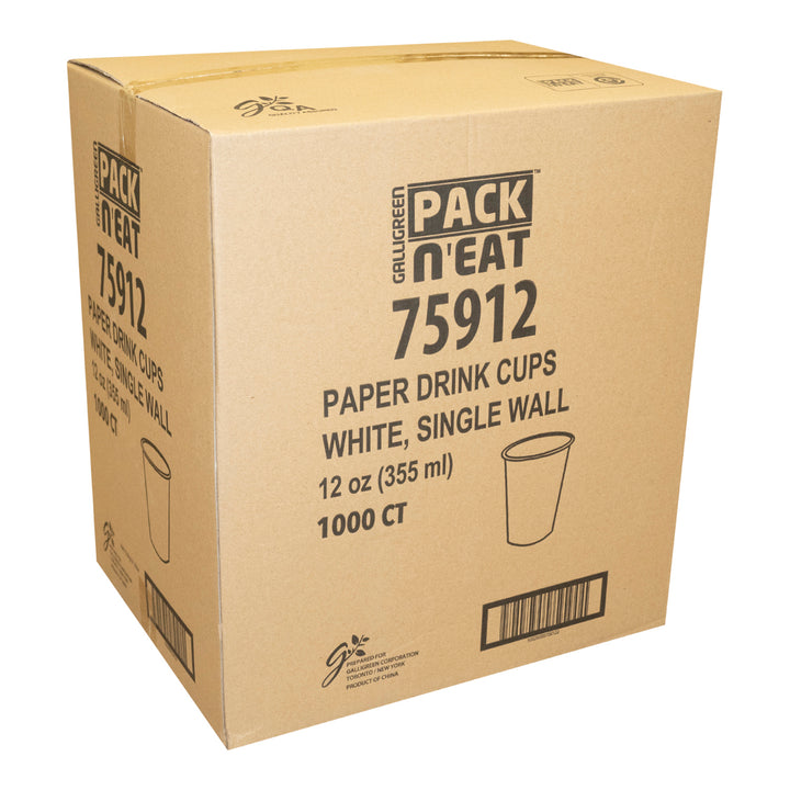 Tasse en papier pour boissons chaudes, paroi simple, 12 oz - 1 x 1000 unités - Packn'eat - Emballage et accessoires - Fournitures et équipement pour restaurants - Distribution canadienne