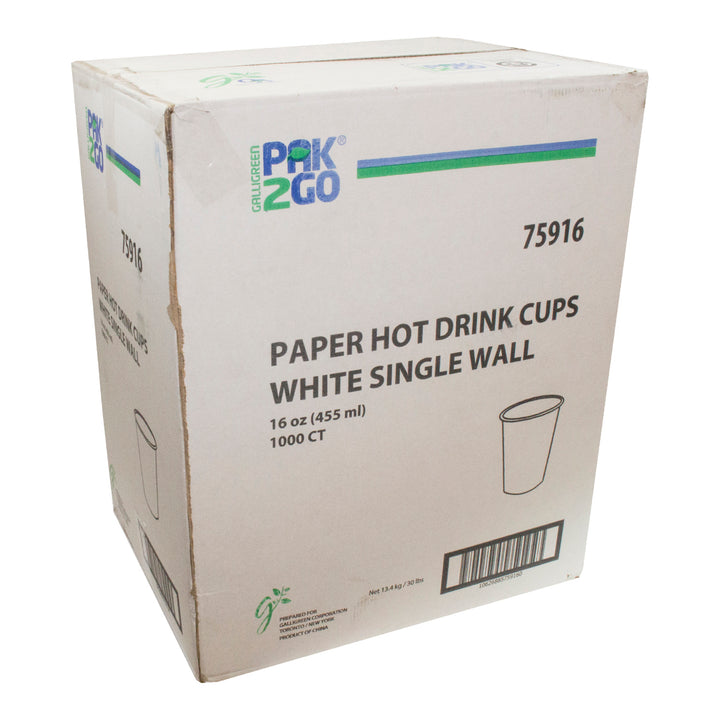 Tasses en papier pour boissons chaudes, paroi simple, 16 oz - 1 x 1000 unités - Packn'eat - Emballage et accessoires - Fournitures et équipement pour restaurants - Distribution canadienne