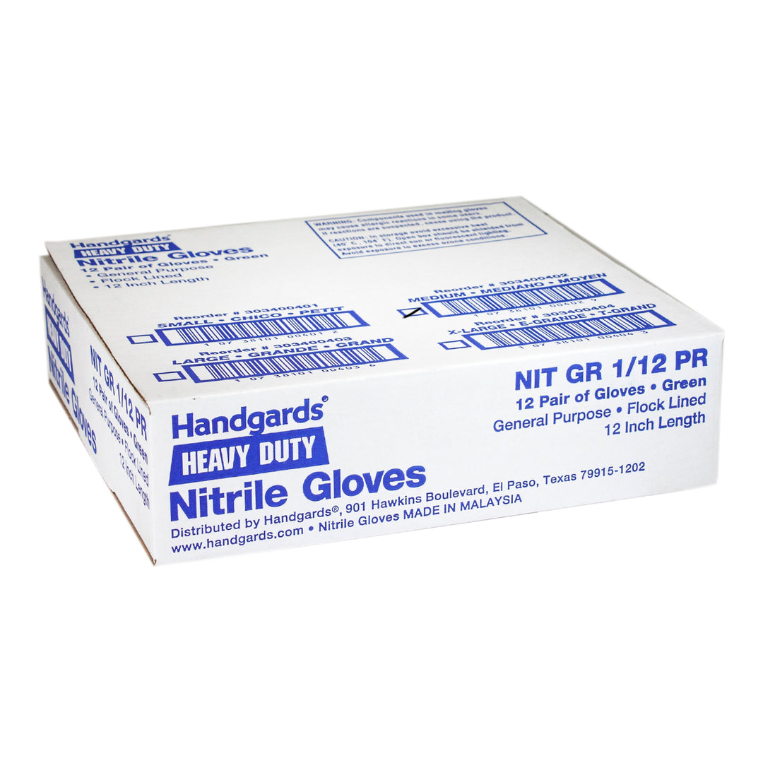Gants en nitrile verts, taille moyenne, pour le lavage des casseroles et des éviers - 12 paires - Handgard - Emballage et accessoires - Fournitures et équipement pour restaurants - Distribution canadienne