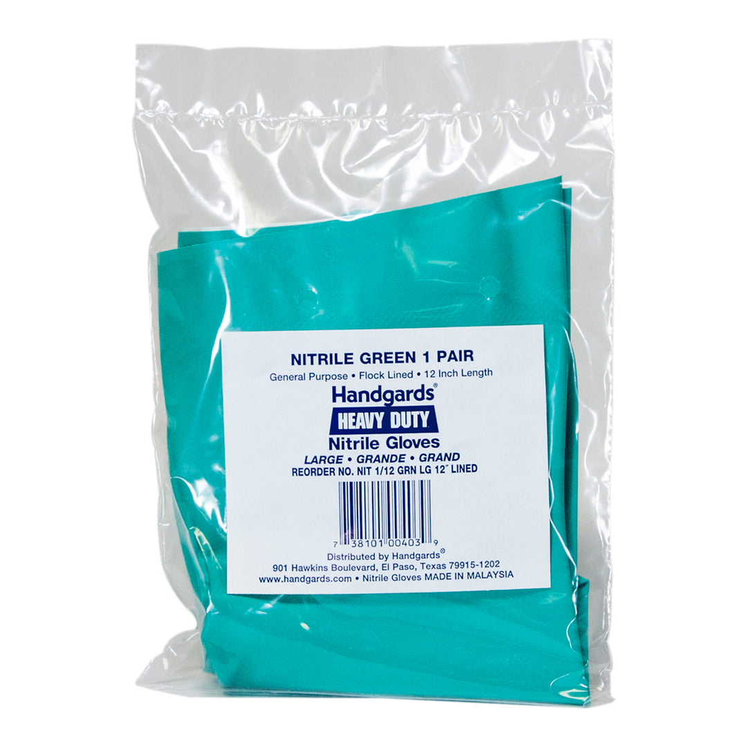 Gants en nitrile pour lave-vaisselle et évier, vert, grande taille - 12 paires - Handgard - Emballage et accessoires - Fournitures et équipement pour restaurants - Distribution canadienne