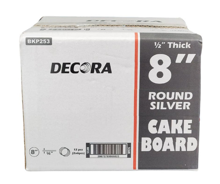 Decora - 8" Round 1/2" Thick Cake Board - Silver - RS-98602