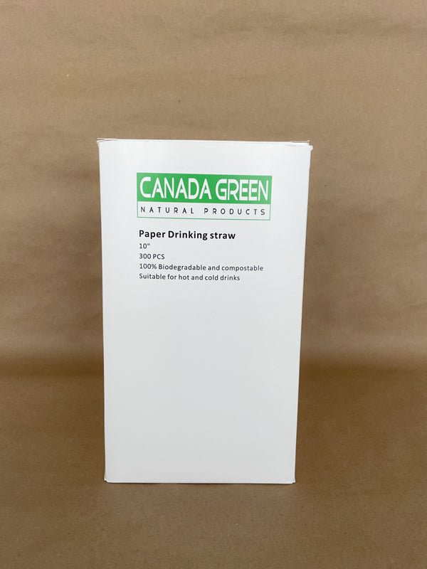 10" Wrapped White Paper Straw .31"dia/4PLY/3600cs - Disposable Take Away Food Packaging - Canadian Distribution