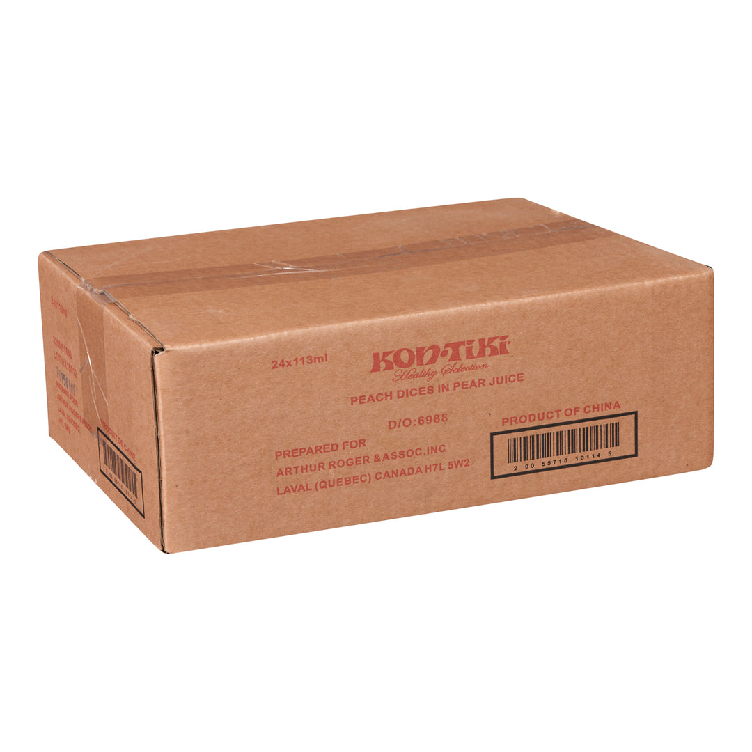 Coupe de fruits Pêches en dés au jus - 24 x 113 ml - Kontiki - Ingrédients pour restaurants et services alimentaires - Distribution canadienne