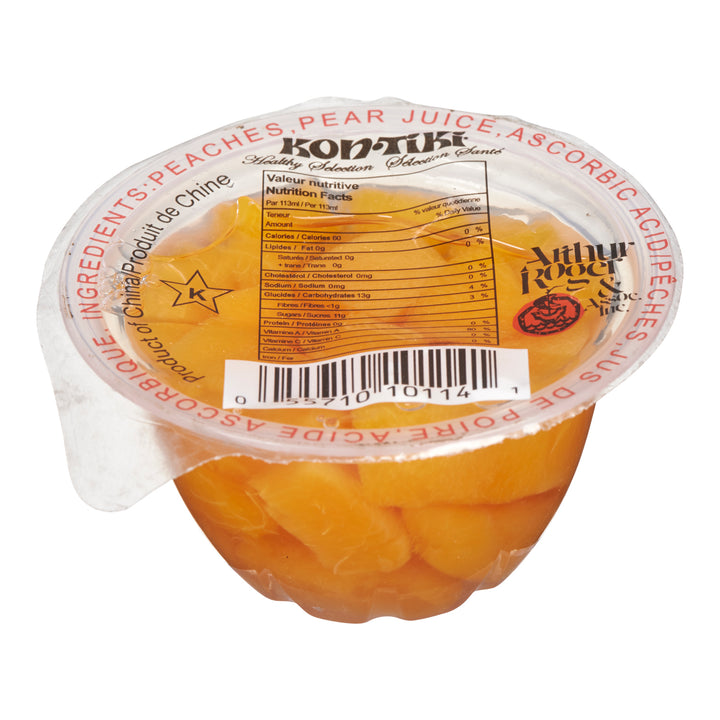 Fruit Cup Peach Diced In Juice - 24 x 113 mL - Kontiki - Restaurant and Foodservice Ingredients - Canadian Distribution