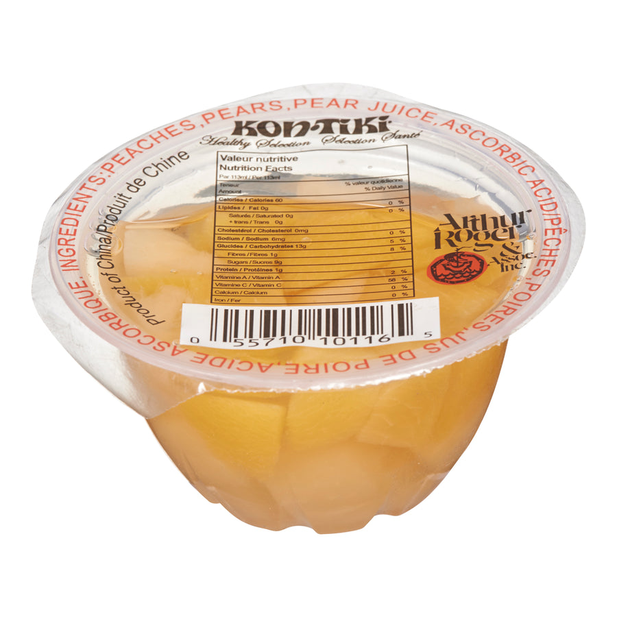 Fruit Cup Pear Peach In Juice - 24 x 113 mL - Kontiki - Restaurant and Foodservice Ingredients - Canadian Distribution