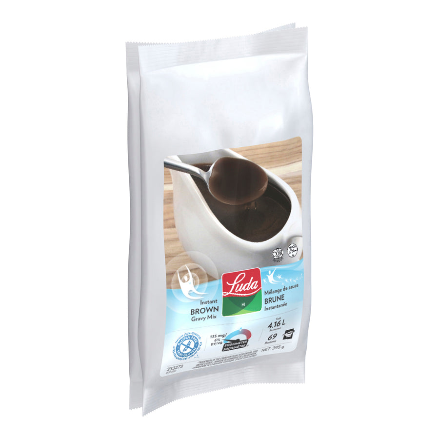 Gravy Brown No Gluten Low-Sodium - 6 x 395 g - Luda Healthcare - Restaurant and Foodservice Ingredients - Canadian Distribution