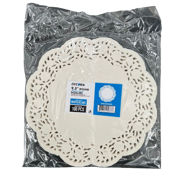 Decora - 9.5" Round Paper Lace Doillies, White - DOI-5378-WH