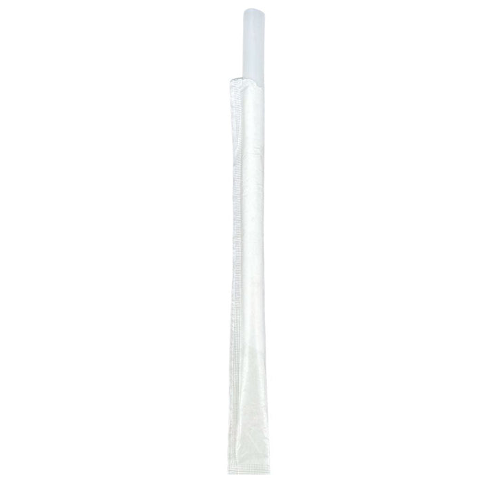 Value+ - Pailles en plastique blanches de 20 cm - Pour Bubble Tea - Pointe pointue - Blanc - 12 mm