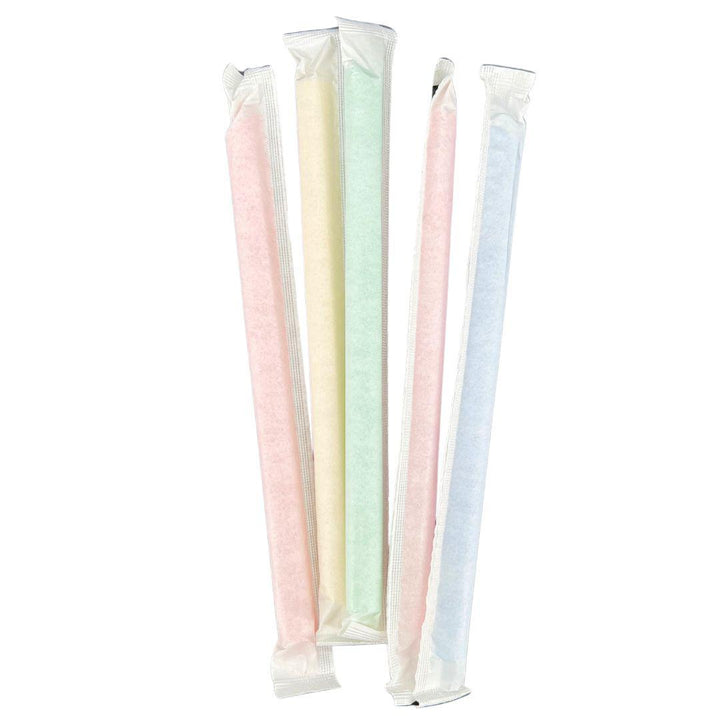 Value+ - 8" - Case of 1000 Assorted Colours Plastic Straws- Bubble Tea- Sharp End - Paper Wrapped - 12 mm