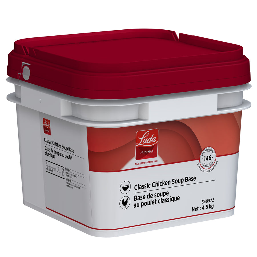 Classic Chicken Soup Base - 1 X 4.5 kg Tub - Luda Foods - Prepared in Canada