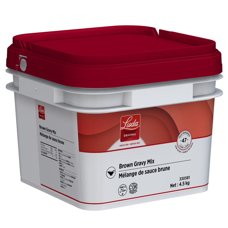 Brown Gravy Mix - 1 X 4.5 kg Tub - Luda Foods - Prepared in Canada
