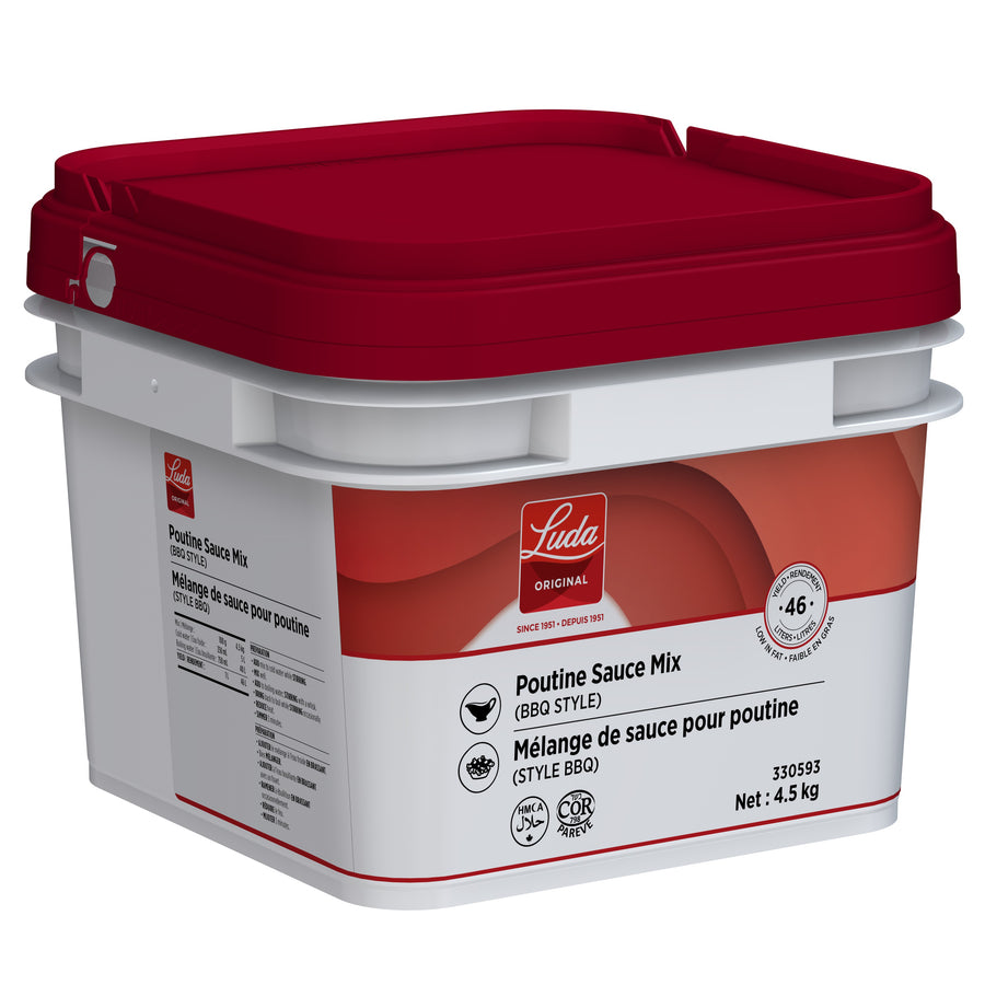 Poutine Sauce Mix (BBQ Style) - 1 X 4.5 kg Tub - Luda Foods - Prepared in Canada