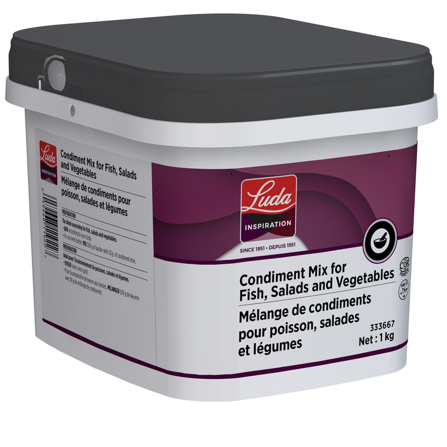 Condiment Mix for Fish, Salads and  Vegetables - 1 X 1 kg Tub - Luda Foods - Prepared in Canada