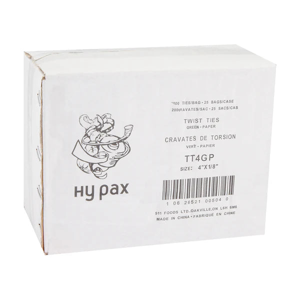 Case of 4 Inch Twist Ties - Green - 25x2000 - Hy-Five Canada