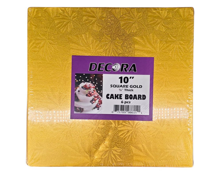 Decora - 10" Square 1/2" Cake Board - Gold