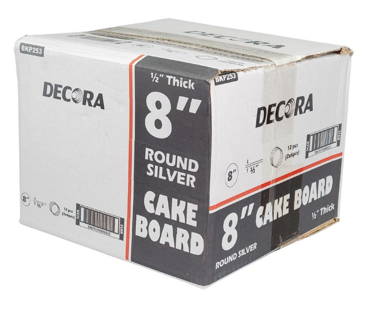 Decora - 8" Round 1/2" Thick Cake Board - Silver - RS-98602