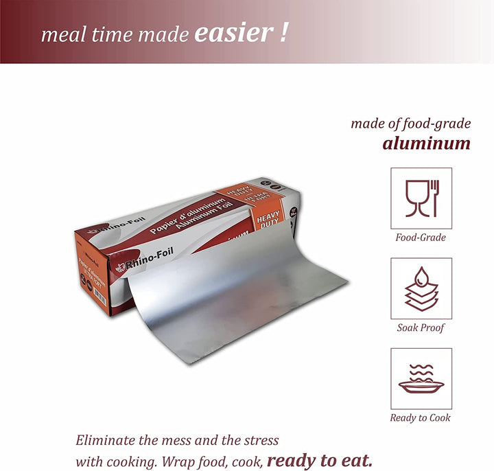 Rhino-Foil - Rouleau de feuille d'aluminium de 30 cm (12 po) - Très résistant - 152 m