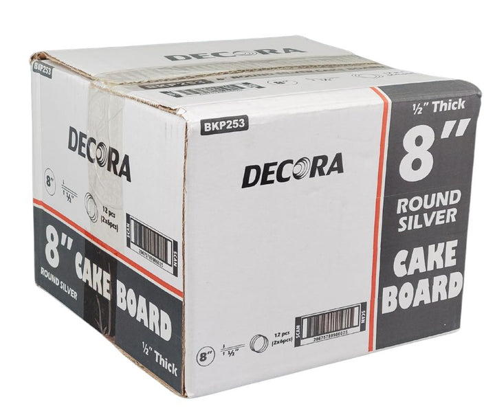 Decora - 8" Round 1/2" Thick Cake Board - Silver - RS-98602