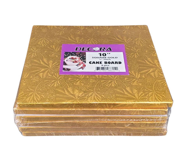 Decora - 10" Square 1/2" Cake Board - Gold